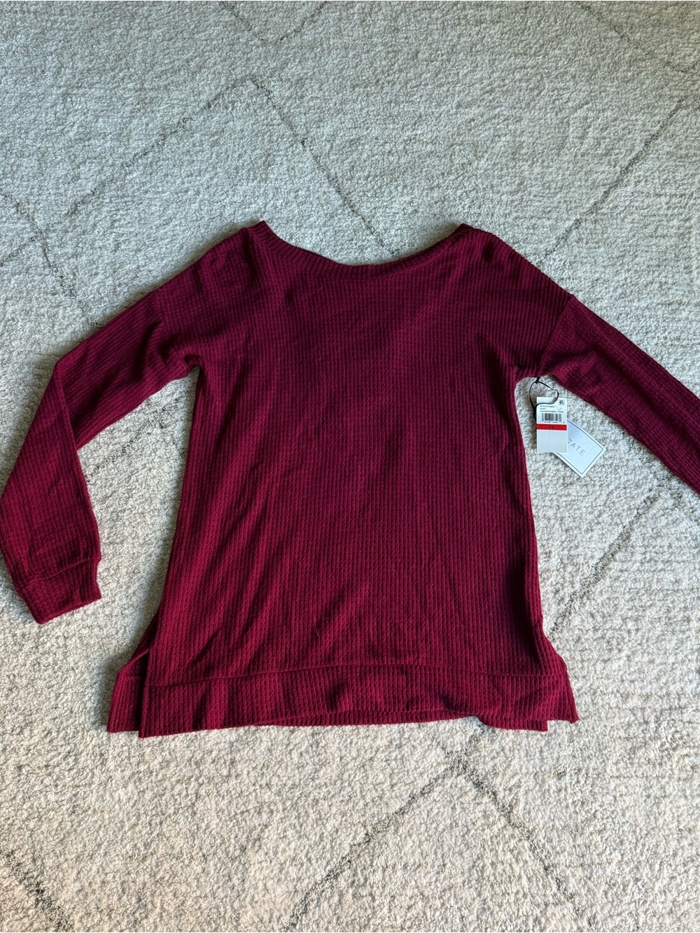 1. State Ribbed Scoop-Neck Sweater Red Wine Size XS NEW WITH TAGS